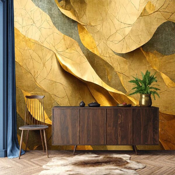 "3D Gold Texture Abstract Luxury Wallpaper"