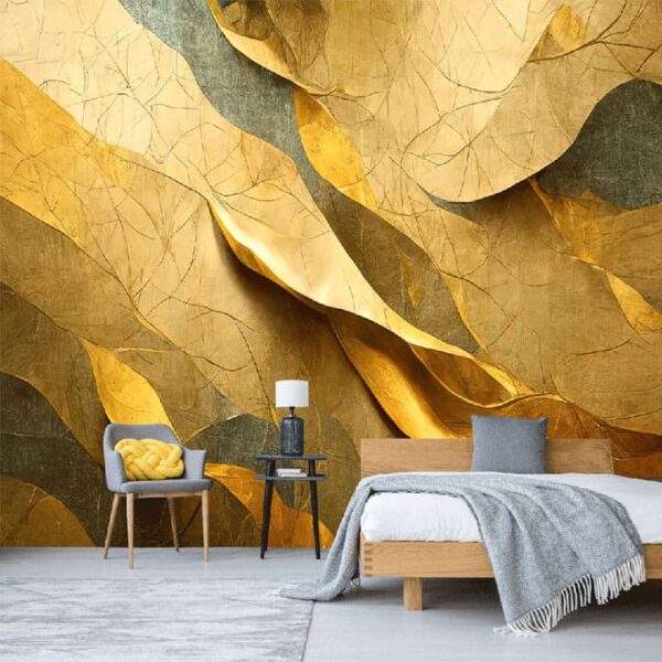 "3D Gold Texture Abstract Luxury Wallpaper" - Image 2