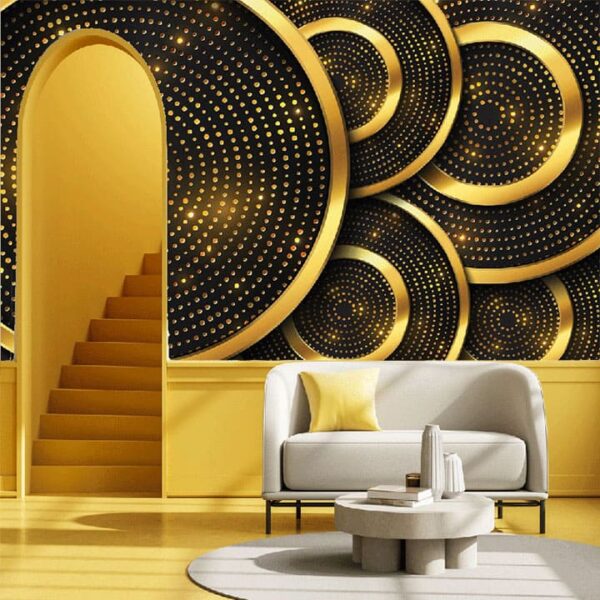 "Luxury Gold Glitter Circle Wallpaper" - Image 2