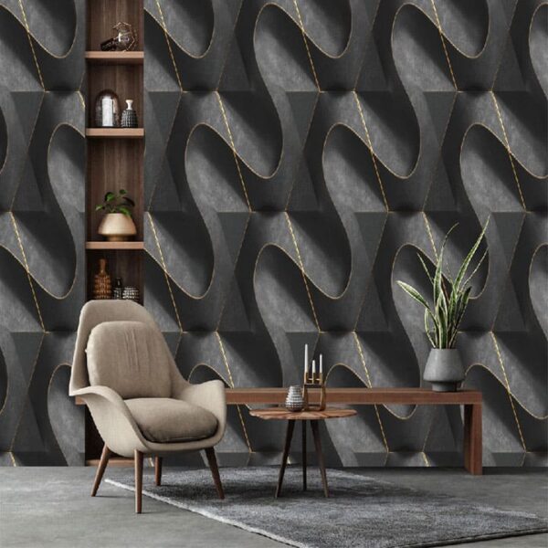 "Luxury Black Stone & Gold Wallpaper Design" - Image 6