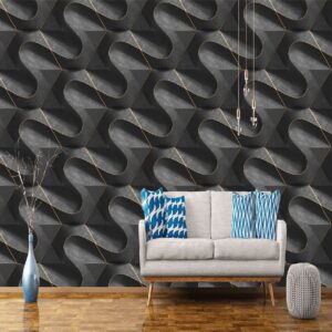 "Premium Black Stone & Gold Wallpaper Design for luxury spaces"