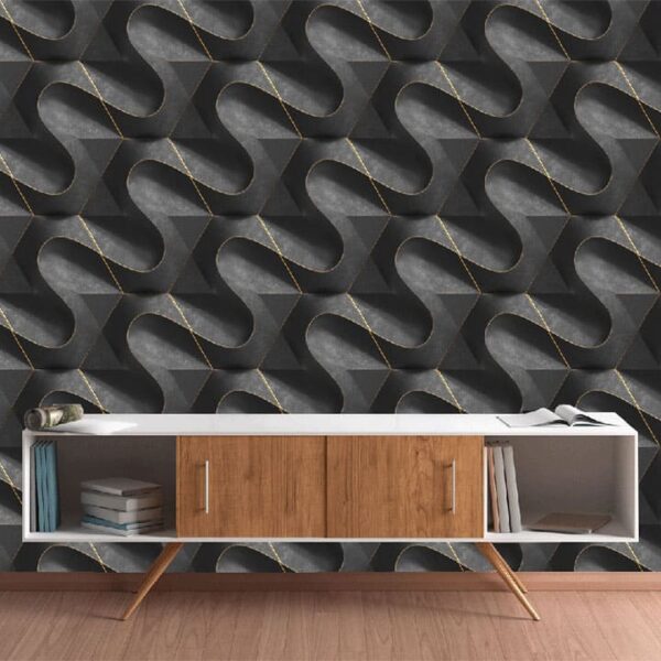 "Luxury Black Stone & Gold Wallpaper Design"