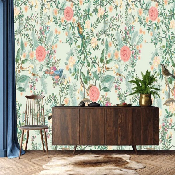 "Vintage Chinoiserie Garden Wallpaper"