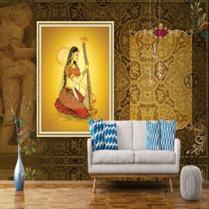 "Indian Heritage Art Wallpaper for Traditional Home Decor"