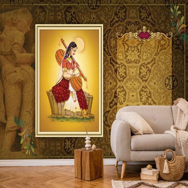 "Ragini Art Wallpaper for Indian Decor UV Quality"