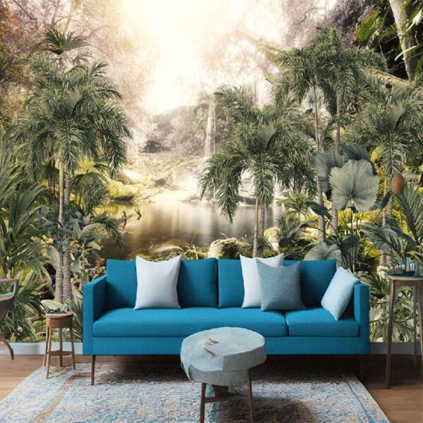 "Tropical Foggy Forest Wallpaper with UV Print"