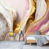 "UV Marble Effect Wallpaper – Pink & Gold Glamour" - Image 2