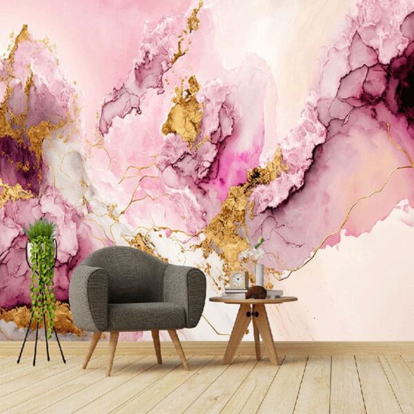 "Pink Gold Alcohol Ink Accent Wallpaper" - Image 6