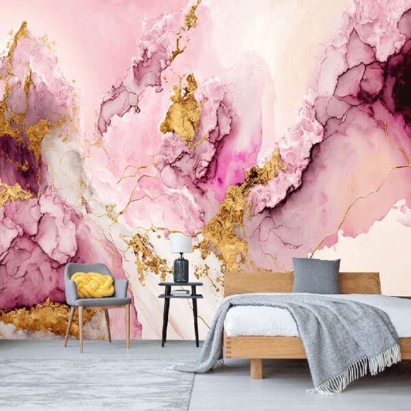 "Pink Gold Alcohol Ink Accent Wallpaper" - Image 5