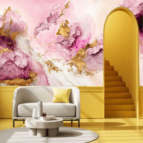 "Pink Gold Alcohol Ink Accent Wallpaper" - Image 4