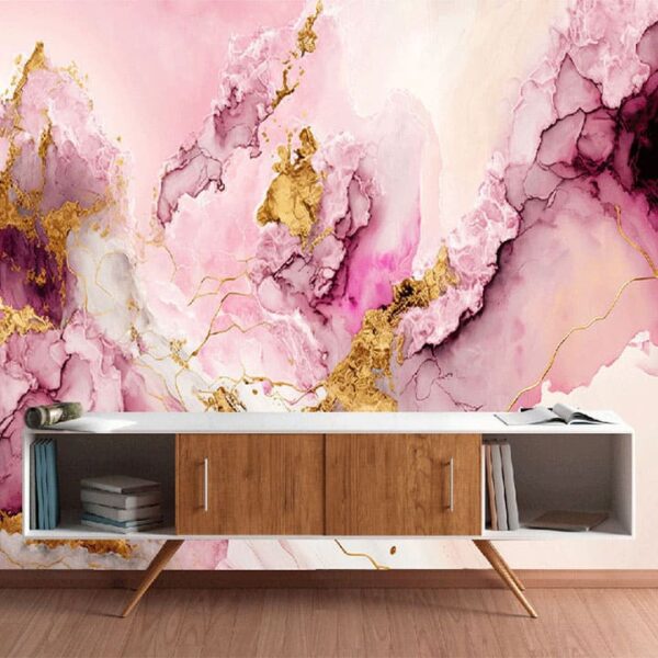 "Pink Gold Alcohol Ink Accent Wallpaper" - Image 3