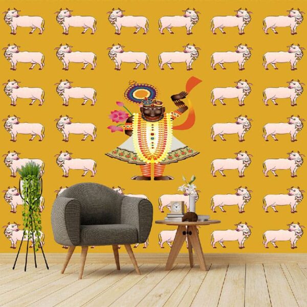 "Shrinathjee with Cow Wall Art" - Image 6