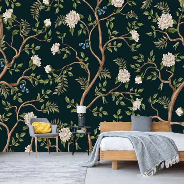 "Chinoiserie White Peony Wallpaper" - Image 3