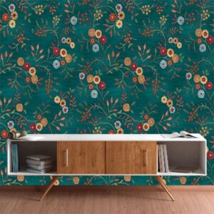 "Premium allover floral Pichwai wallpaper for homes and offices"