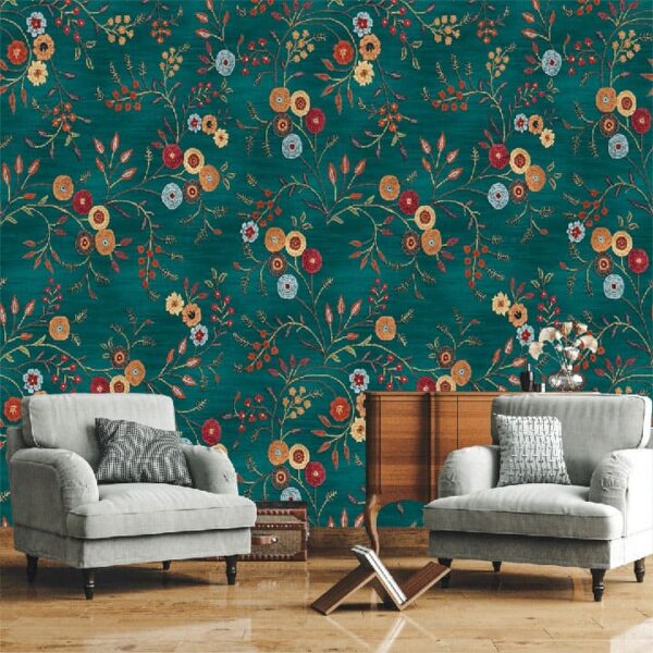 "Allover Floral Pichwai Pattern Wallpaper"