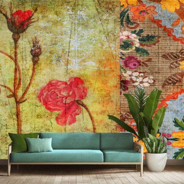 "Grunge Floral Wallpaper with Vintage Charm" - Image 2