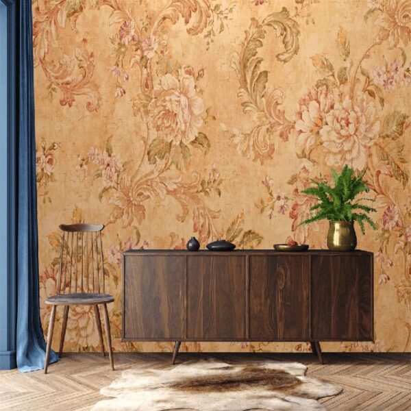 "Vintage Gold Baroque Pattern Wallpaper"