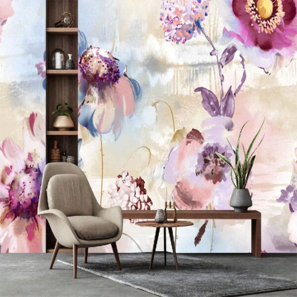 "Watercolor Paisley Abstract Flower Wallpaper" - Image 3