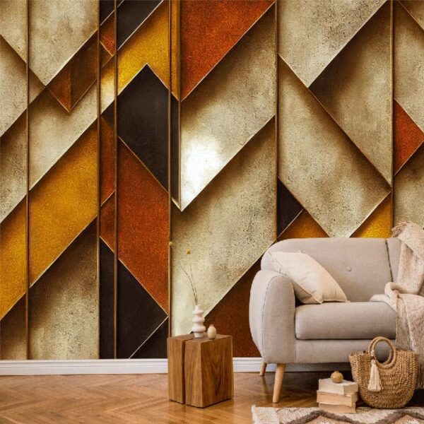 "Abstract Geometric Gold Art Wallpaper" - Image 6