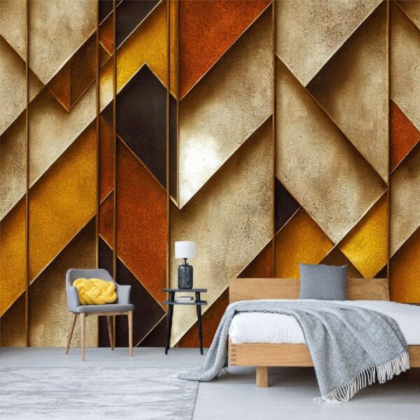 "Abstract Geometric Gold Art Wallpaper" - Image 4