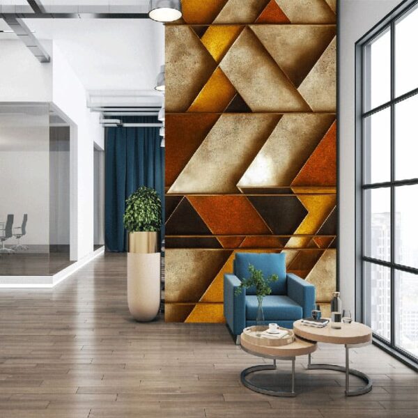 "Abstract Geometric Gold Art Wallpaper"