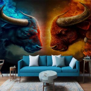 "Abstract animal wallpaper depicting heat vs cold dynamics"