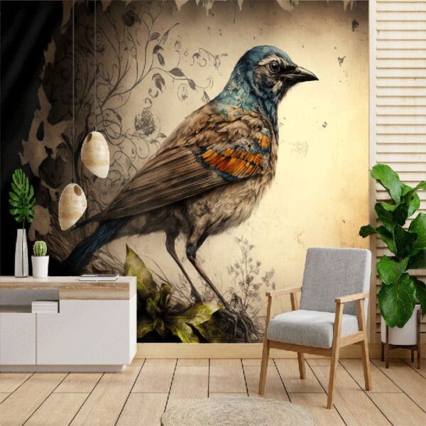 "Bird Sketch with Artistic Backdrop" - Image 2