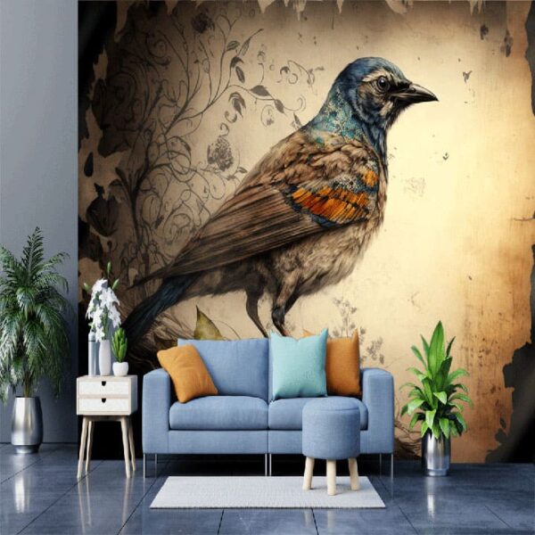 "Bird Sketch with Artistic Backdrop" - Image 3