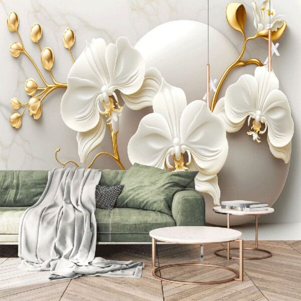 "Abstract 3D Orchid Flowers Wallpaper – Modern Decor" - Image 4