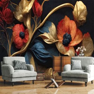 "Elegant floral background Renaissance-style wallpaper design"