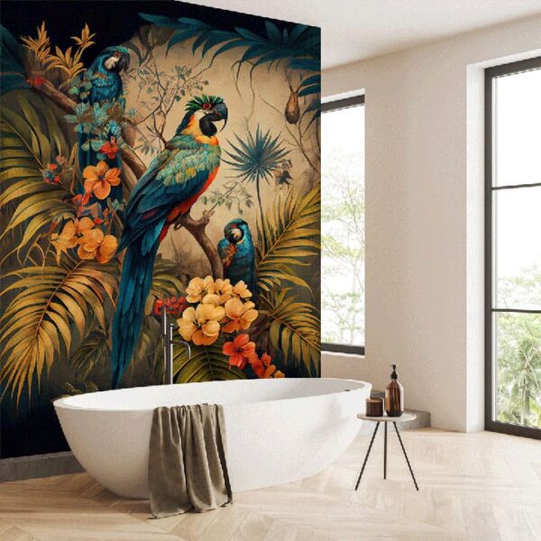 "Palm Trees and Parrot Art Wallpaper" - Image 5