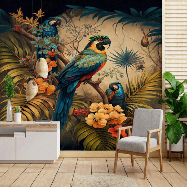 "Palm Trees and Parrot Art Wallpaper" - Image 4