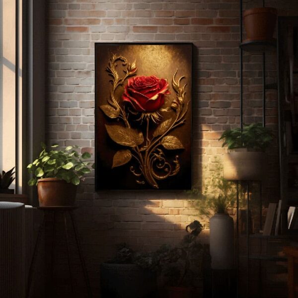 "Luxury Red Rose Canvas Art for Wall Decoration" - Image 5