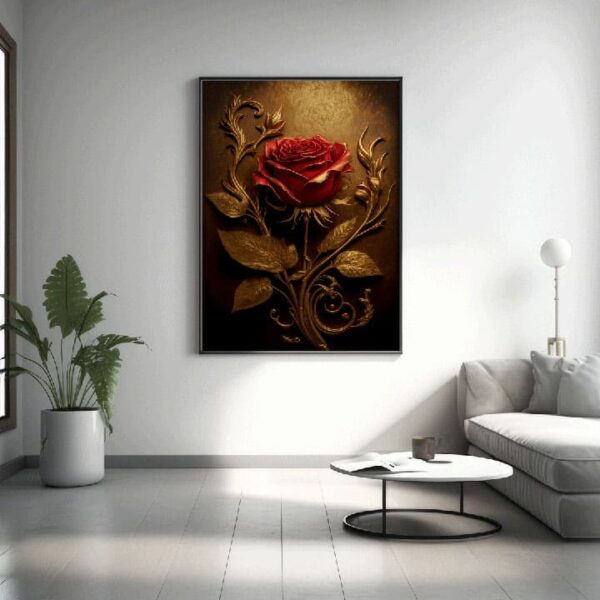 "Luxury Red Rose Canvas Art for Wall Decoration" - Image 4