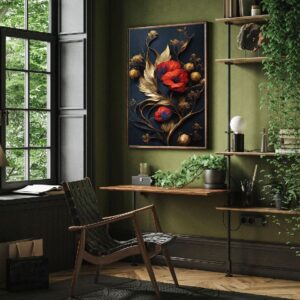 "Timeless retro floral canvas art for elegant home decor"