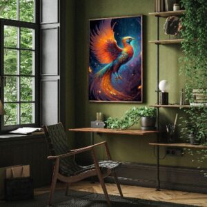 "Golden Phoenix Glow Canvas Art for luxurious wall decor"