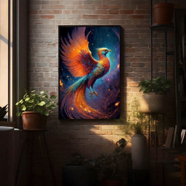 "Golden Glow Phoenix Art on Premium Canvas" - Image 4