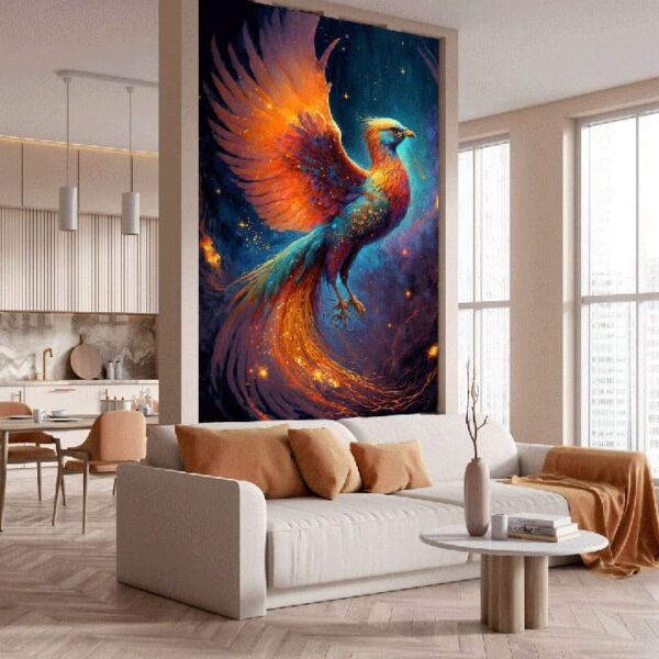 "Golden Phoenix Radiance Wall Art"