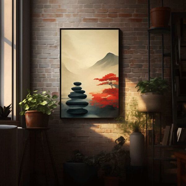 "Abstract Japanese Wash Painting for Modern Wall Decor"