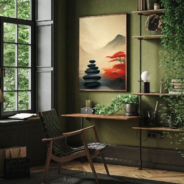 "Japanese Watercolor Landscape 3D Canvas Art" - Image 4