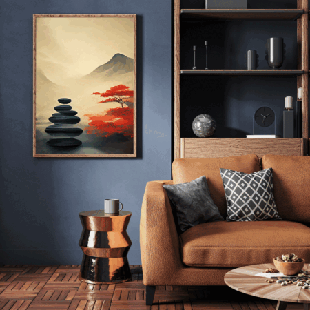 Oriental Abstract Landscape Illustration Japanese Watercolor Wash Painting Style 3d Illustration