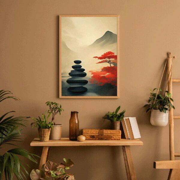 "Japanese Watercolor Landscape 3D Canvas Art" - Image 2