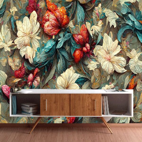 "Artistic Floral Ornament Wallpaper"