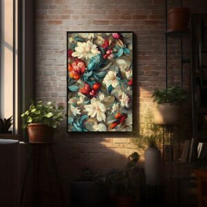 "Digital Floral Print with Abstract Petals Design"