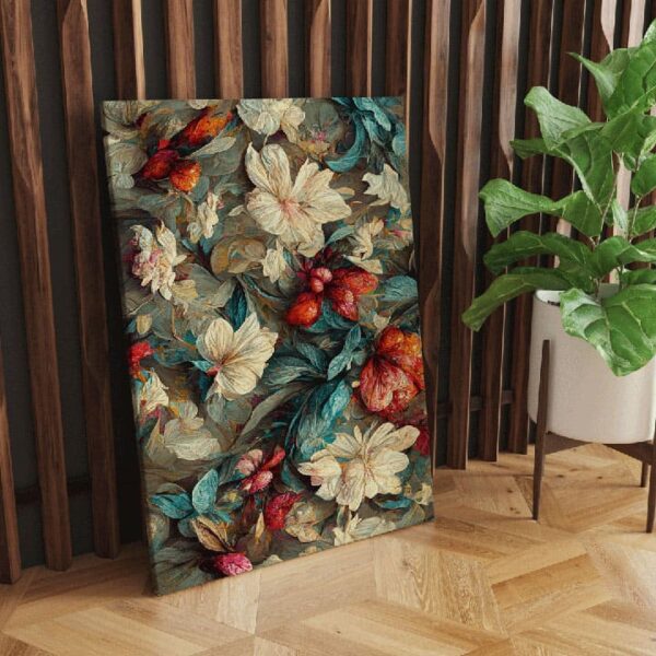 "Nature-Inspired Digital Floral Leaf Print Canvas" - Image 3