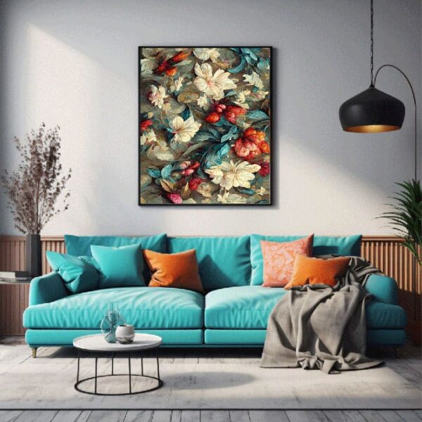 "Elegant Floral Ornament Canvas Wall Art" - Image 3