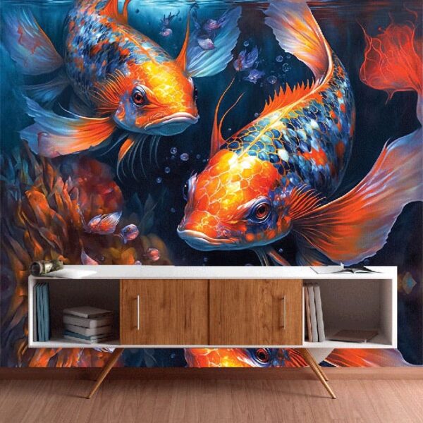 "Underwater Koi Carp Art Wallpaper"