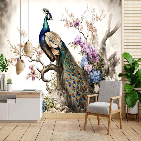 "Colorful Peacock Watercolor Wallpaper" - Image 4