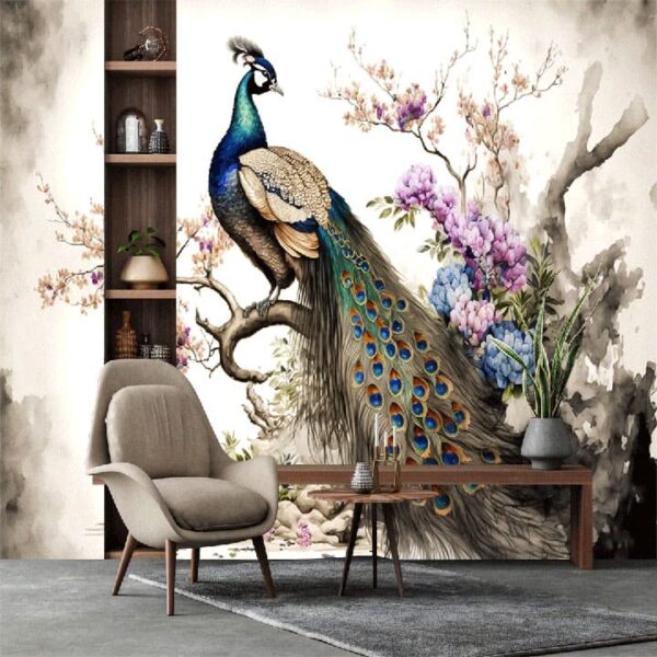 "Colorful Peacock Watercolor Wallpaper" - Image 3