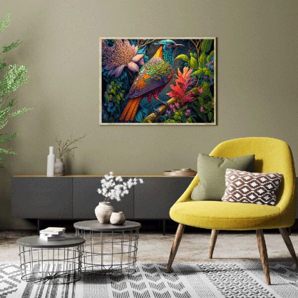 "Fantasy Paradise Bird with Floral Canvas Art" - Image 6